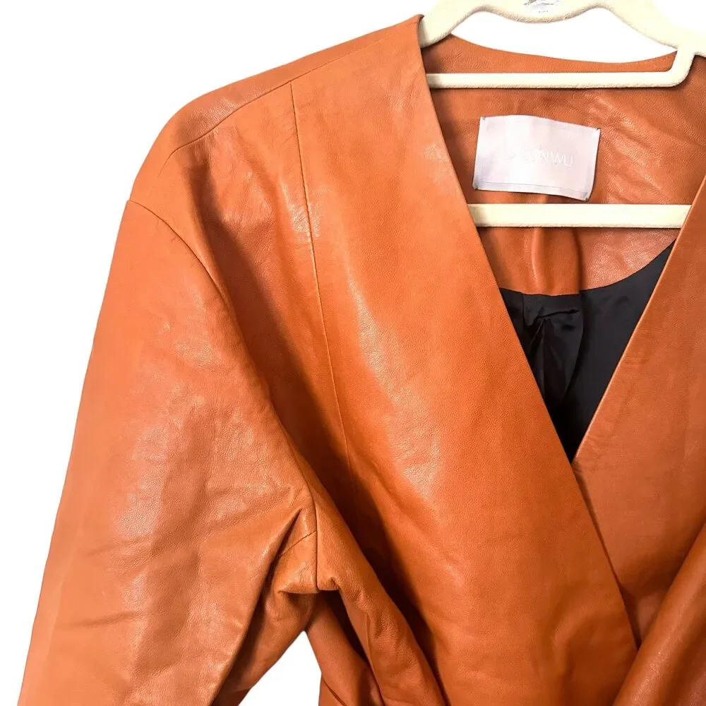 JASON WU‎ Belted Leather Jacket NWOT Sz 4